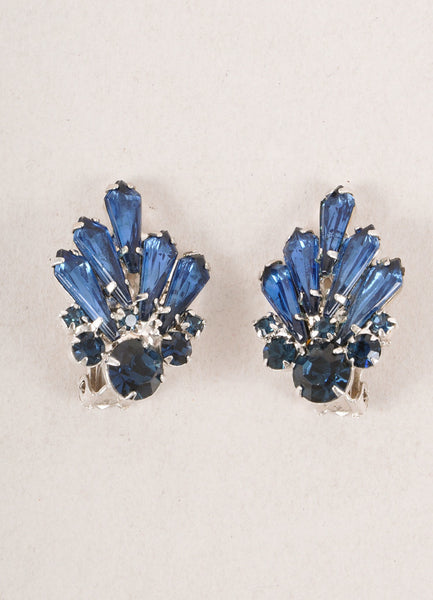 Royal Blue Rhinestone and Crystal Earrings