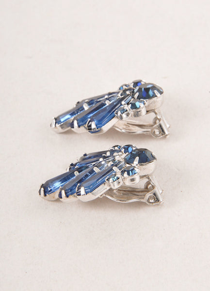 Royal Blue Rhinestone and Crystal Earrings