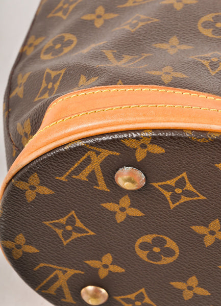 Brown Monogram Canvas and Leather "Petite" Bucket Bag