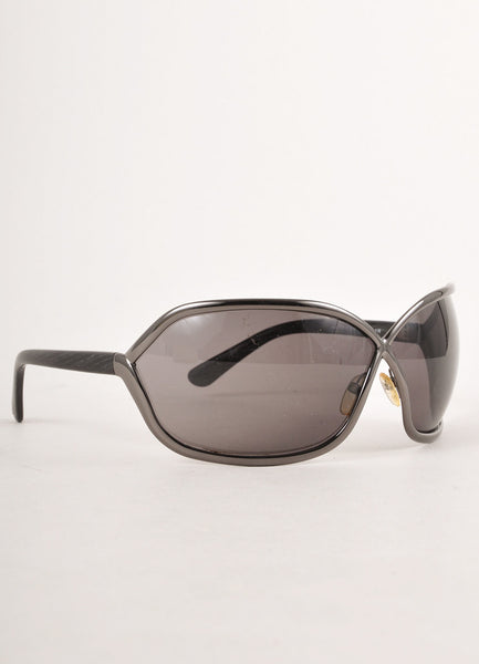 Black Metallic "Ava" Large Sunglasses