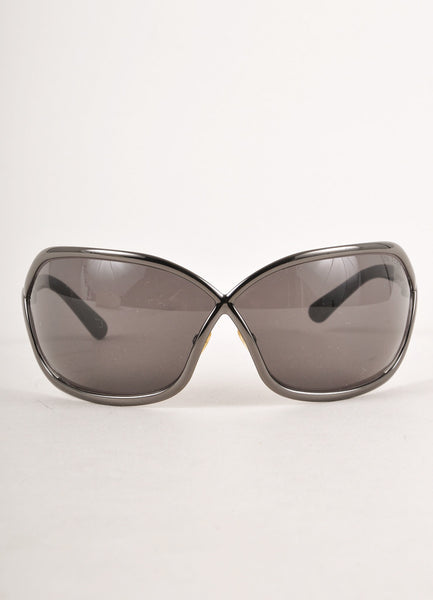 Black Metallic "Ava" Large Sunglasses