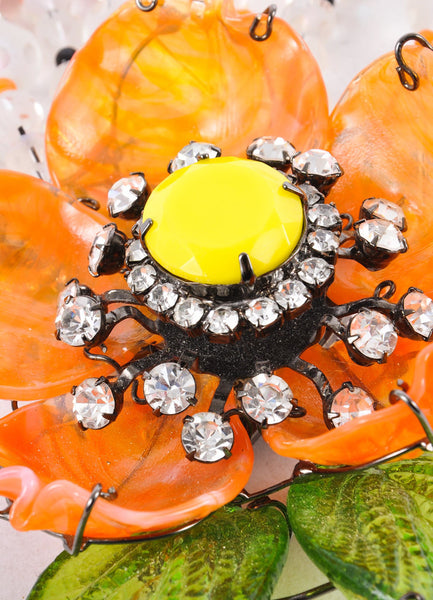 Beaded Embellished Flower Necklace and Brooch