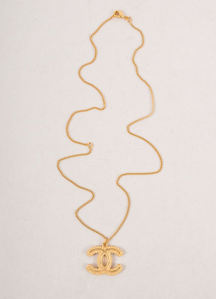 Gold Toned "CC" Pendant Necklace