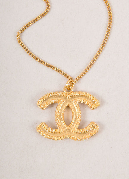 Gold Toned "CC" Pendant Necklace