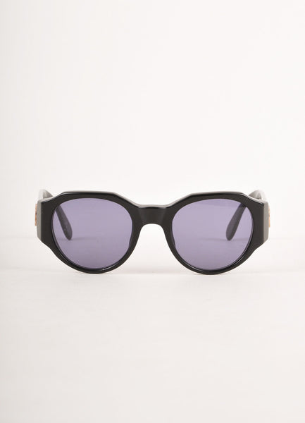 Black Round Lens Gold "CC" Sunglasses