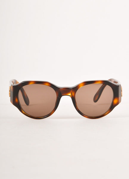 Brown Tortoiseshell Round Lens Gold "CC' Sunglasses