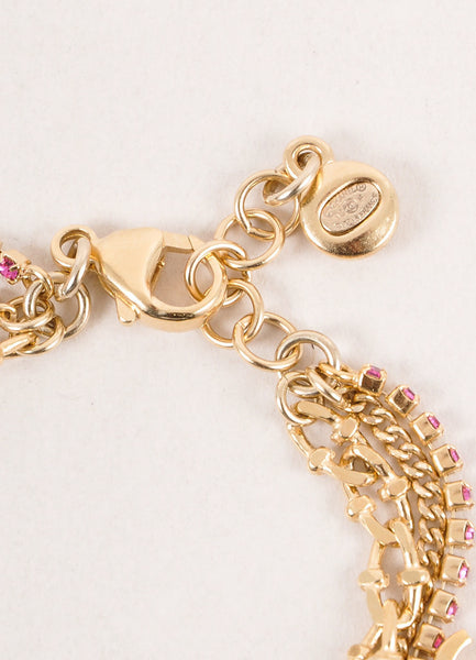 Pink and Gold Triple Chain "CC" Charm Bracelet