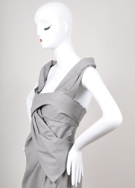 Grey Wool Structural Strapless Dress