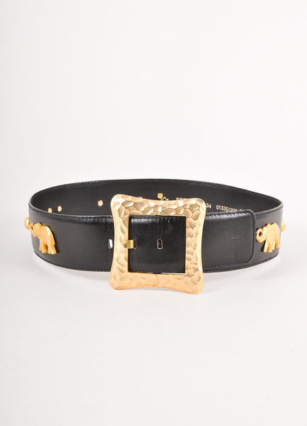 Black Leather Animal Belt