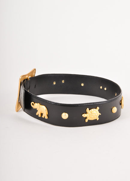 Black Leather Animal Belt