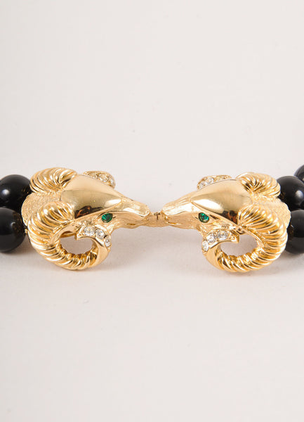 Black Bead and Gold Toned Ram Belt or Necklace