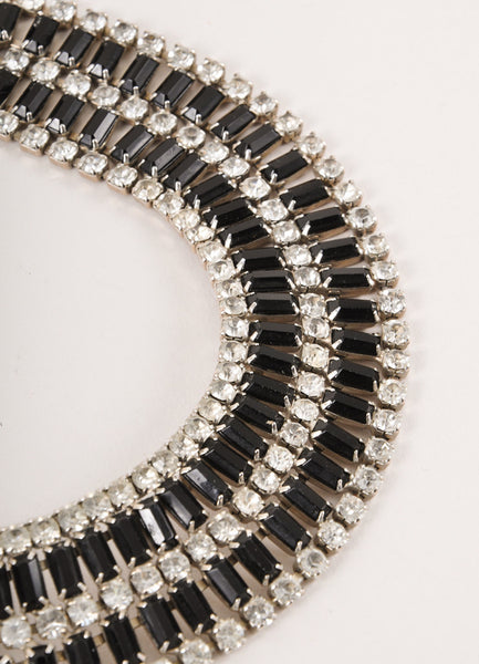 Black Stone and Rhinestone Choker Necklace