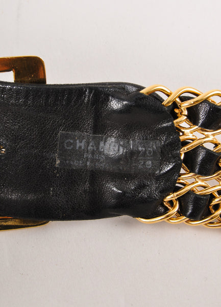 Gold and Black Leather Chain Belt