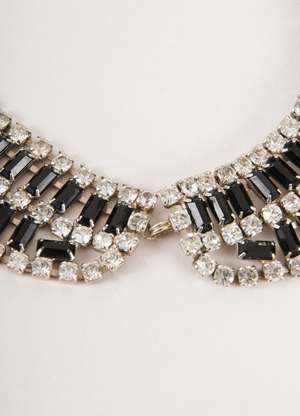 Black Stone and Rhinestone Choker Necklace