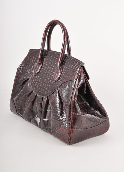 Dark Brown/Oxblood Alligator "Ricky" Handbag