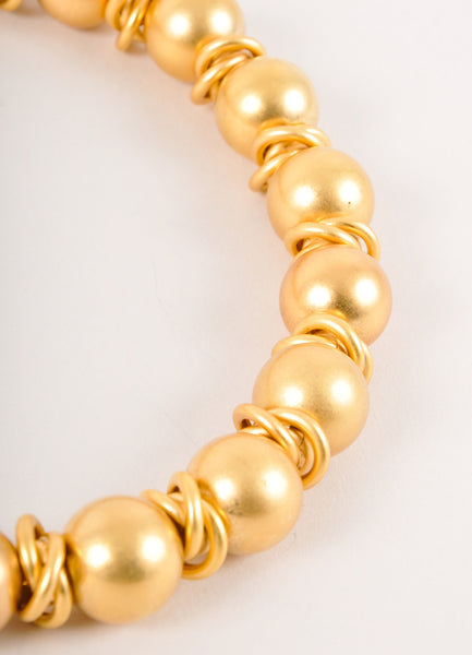 Gold Toned Round Bead and Chain Link Necklace