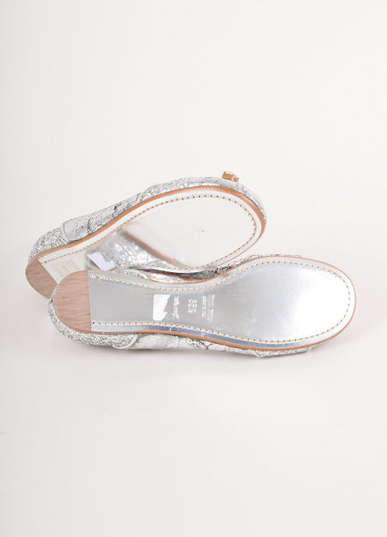 Silver Glitter Gem Embellished Flats