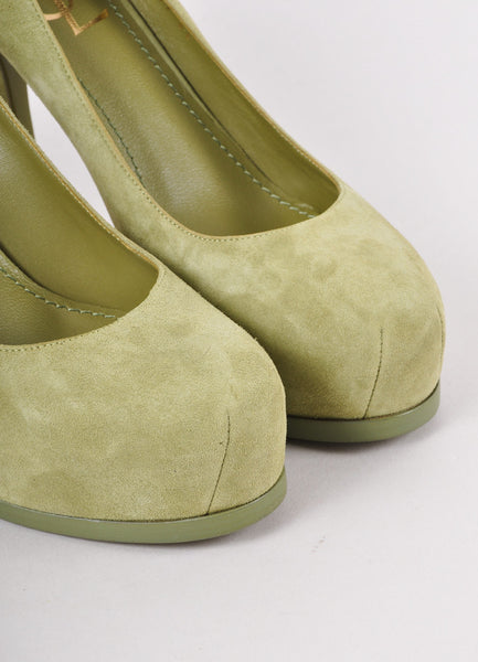 New Green Suede Pumps