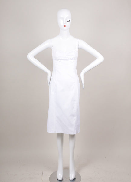 White Spaghetti Strap Cotton Bodycon Dress