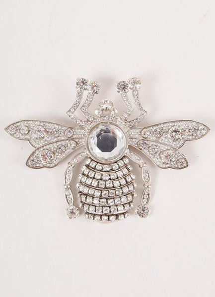 Silver Toned and Crystal Embellished Insect Pin