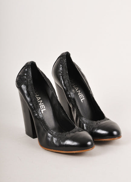 Copy of Black Leather "CC" Pumps