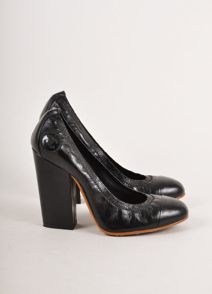 Copy of Black Leather "CC" Pumps