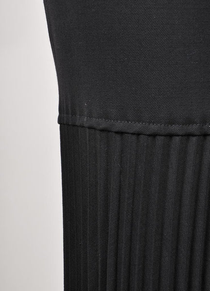 Black Flared Pleated Wool Dress Pants