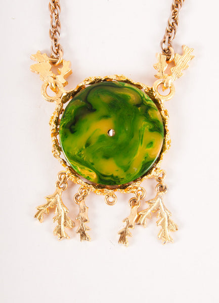 Green and Gold Owl Necklace