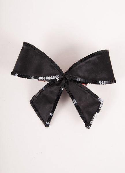 Black Sequin Embellished Oversized Hair Bow