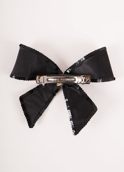 Black Sequin Embellished Oversized Hair Bow