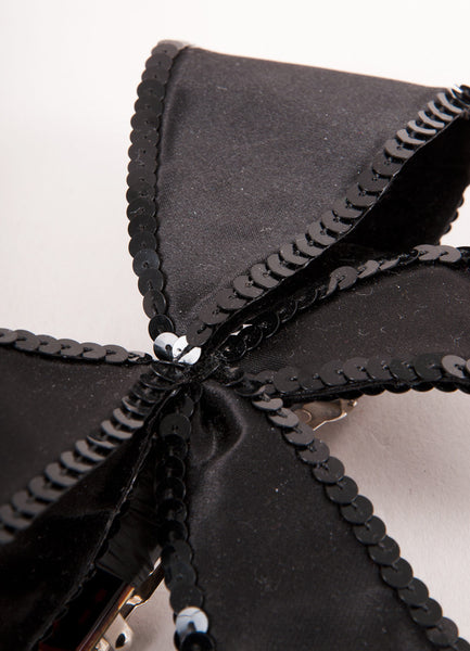 Black Sequin Embellished Oversized Hair Bow