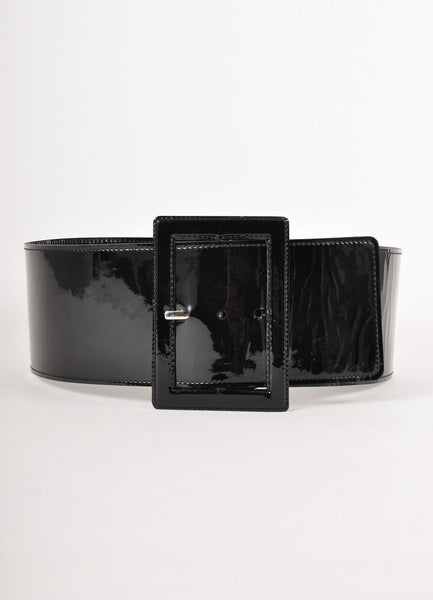 Black Patent Leather Wide Belt