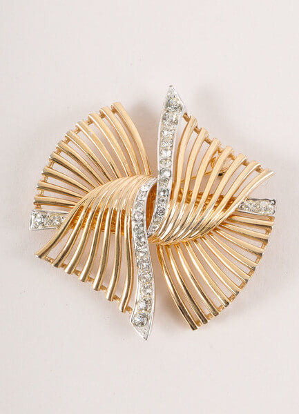 Gold Toned and Rhinestone Twist Pin