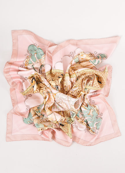 "La Vie a Cheval" Equestrian and Medieval Print Silk Scarf