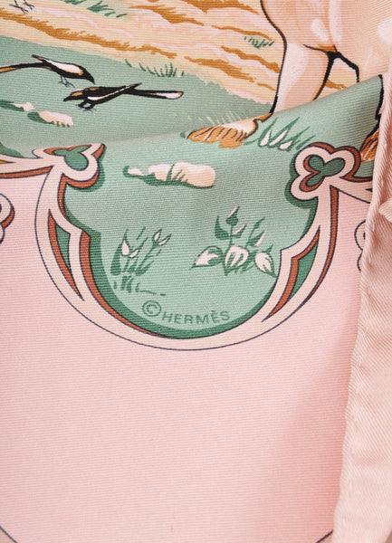 "La Vie a Cheval" Equestrian and Medieval Print Silk Scarf