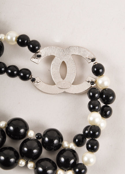 Black Bead and Faux Pearl "CC" Belt