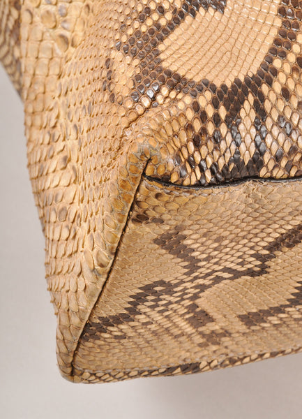 Tan Brown Snakeskin Leather "Sabrina" Hobo Bag