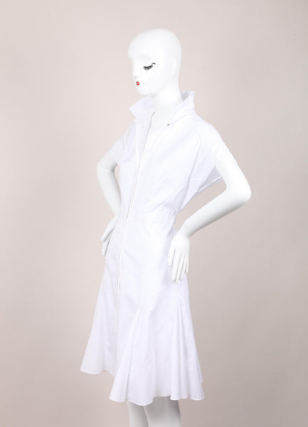 New With Tags White Tulle Inset Cap Sleeve Cotton Shirt Dress