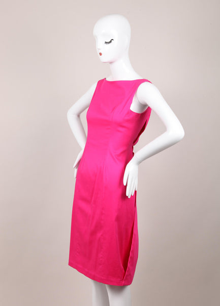 New With Tags Pink Pleated Exposed Zipper Sleeveless Sheath Dress