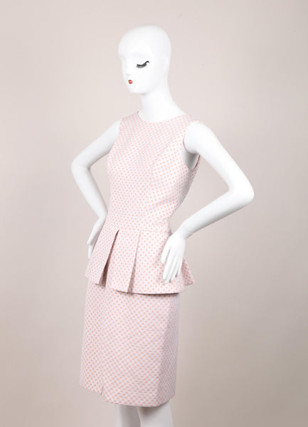 New With Tags Pink and Peach Polka Dot Sleeveless Peplum Dress