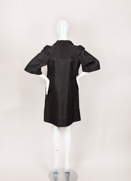 Charcoal Grey Mid Sleeve Buttoned Cotton, Silk, and Linen Jacket