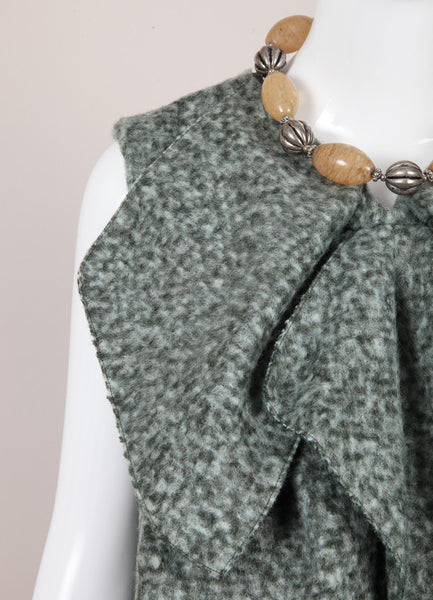 Flecked Wool Mohair Sleeveless Pleated Front Dress