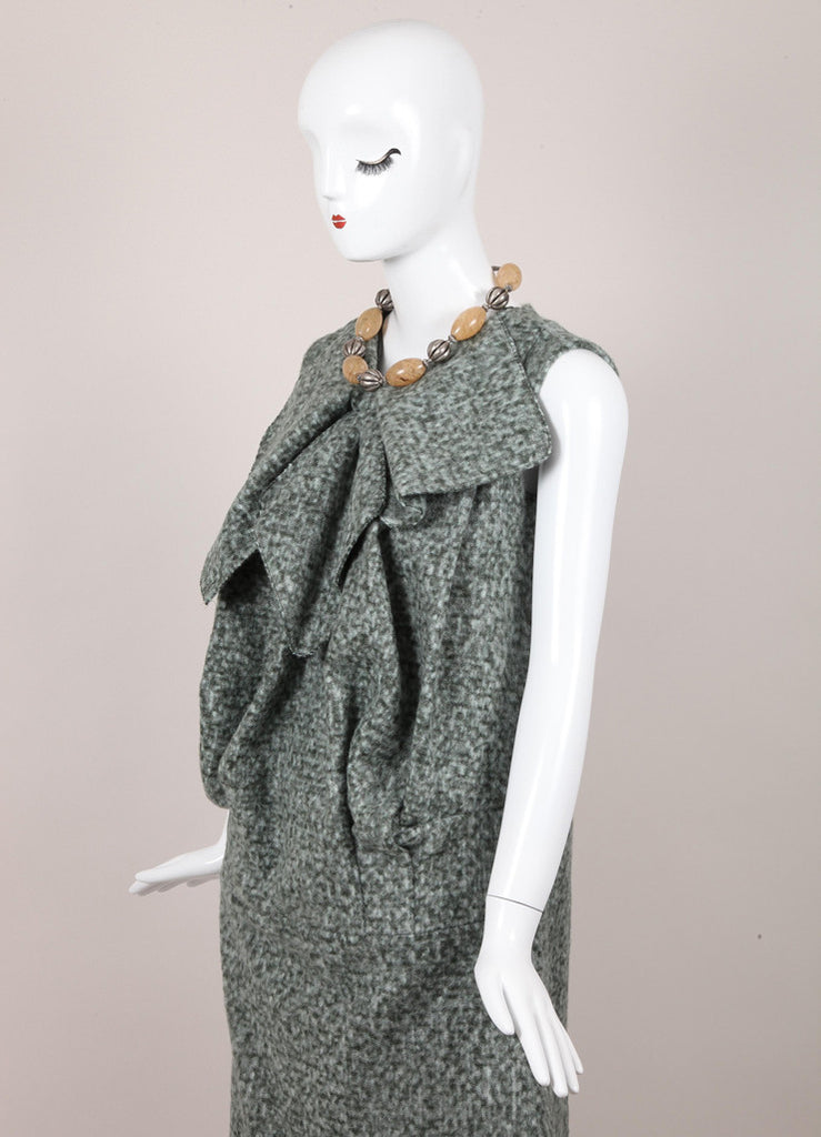 Flecked Wool Mohair Sleeveless Pleated Front Dress