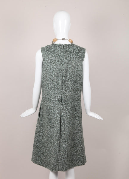 Flecked Wool Mohair Sleeveless Pleated Front Dress