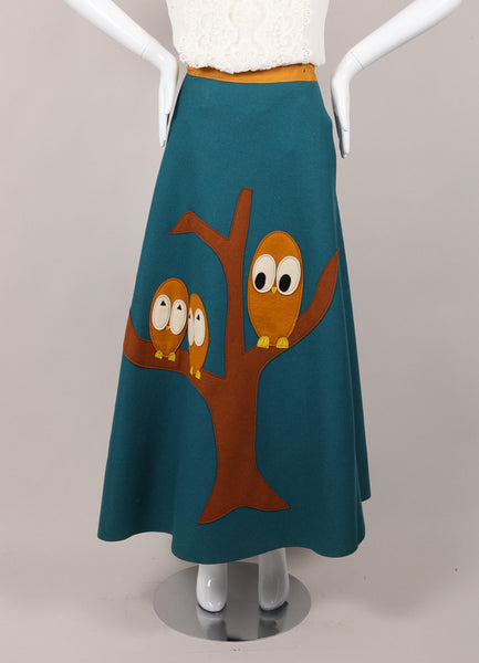 Owl Pattern Wool Felt Wrap Skirt