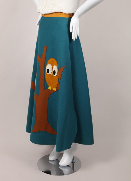 Owl Pattern Wool Felt Wrap Skirt