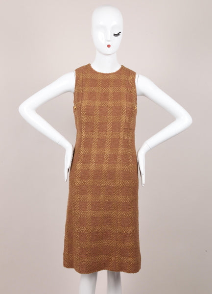 Sleeveless Wool Tweed Sheath Dress