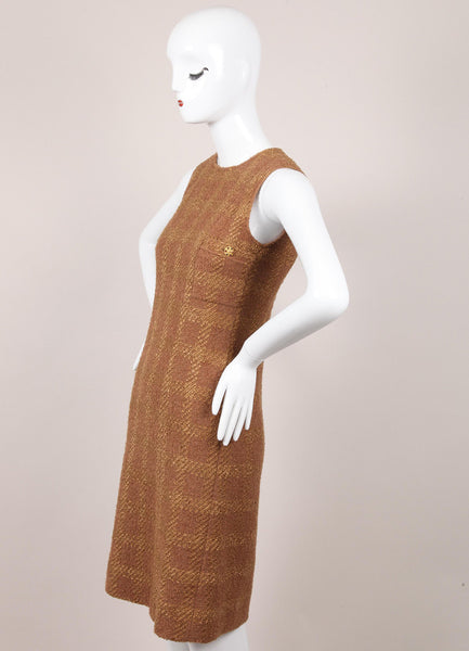 Sleeveless Wool Tweed Sheath Dress