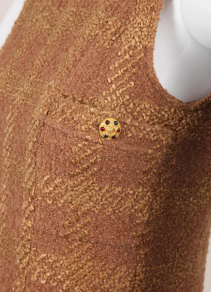 Sleeveless Wool Tweed Sheath Dress