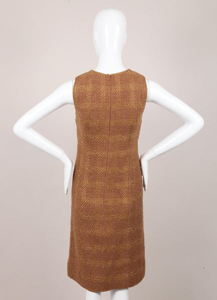 Sleeveless Wool Tweed Sheath Dress